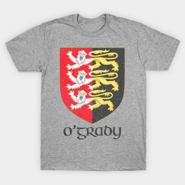 O'Grady / Faded Style Family Crest Design T-Shirt by feck!